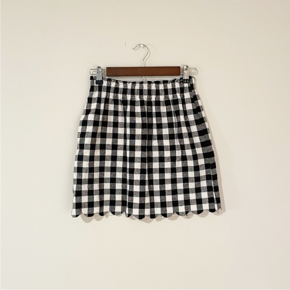 J. Crew Dresses & Skirts - J. Crew • Black & White Gingham Scalloped Skirt